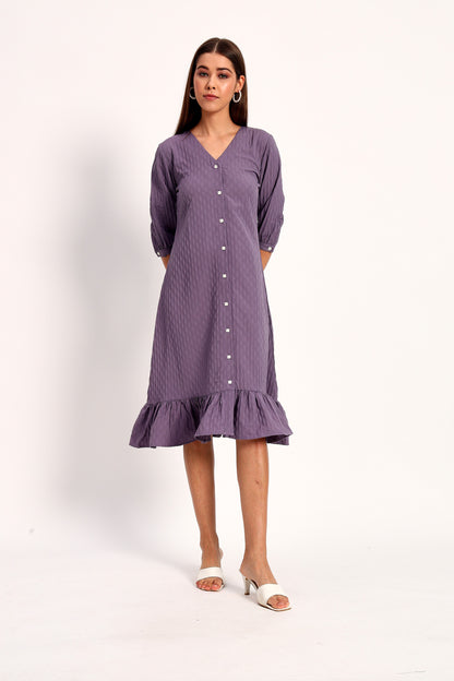 Wrinkle Purple A-line Dress