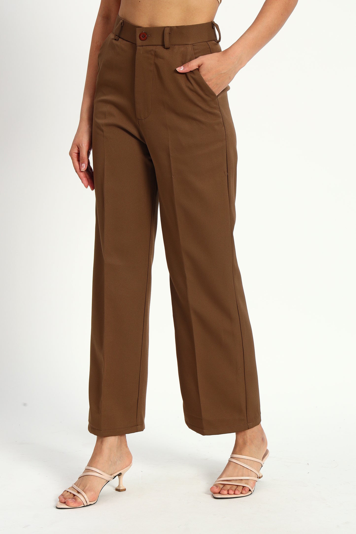 Brown Straight Fit Pants