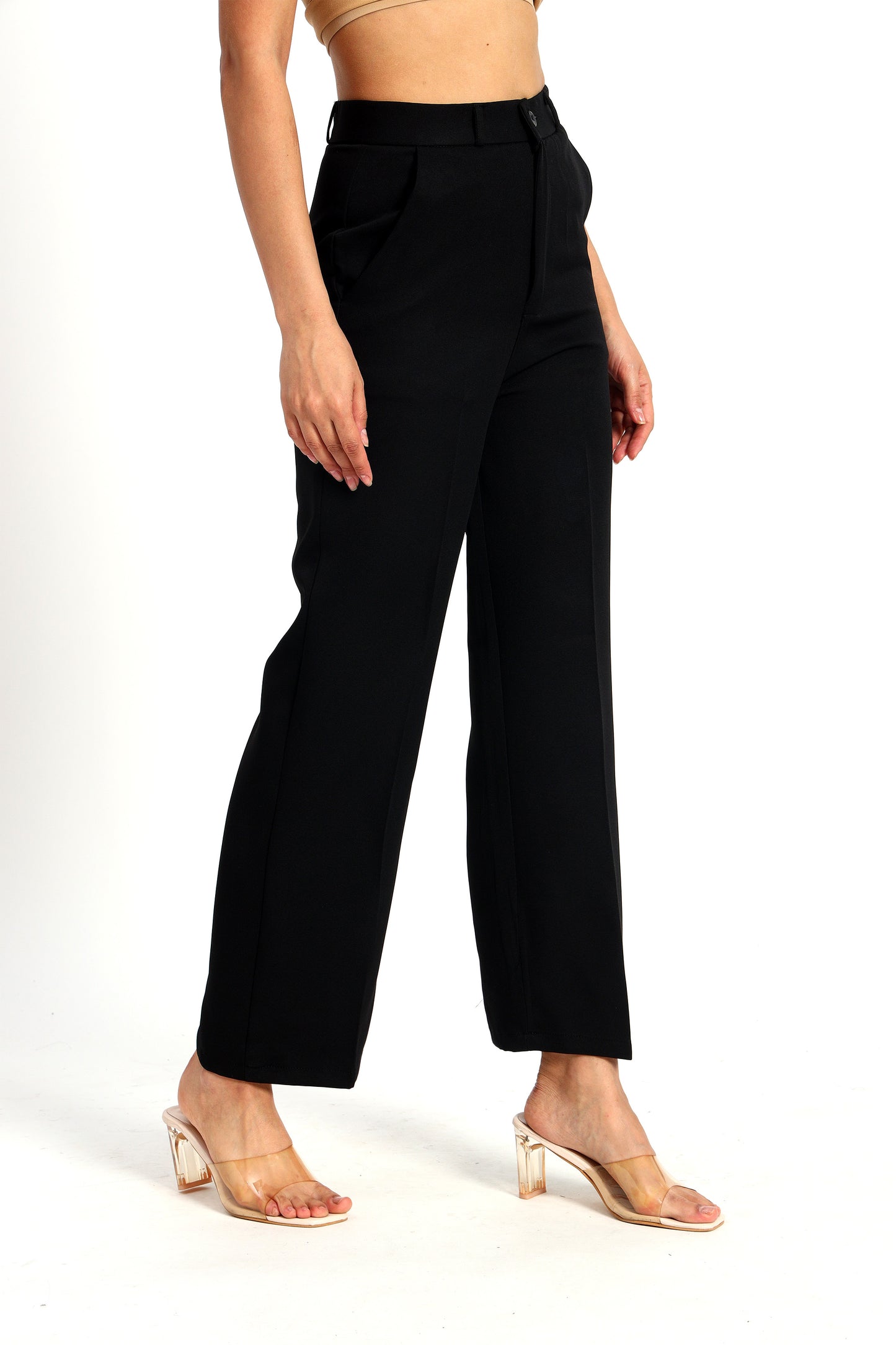 Black Straight Fit Korean Pants