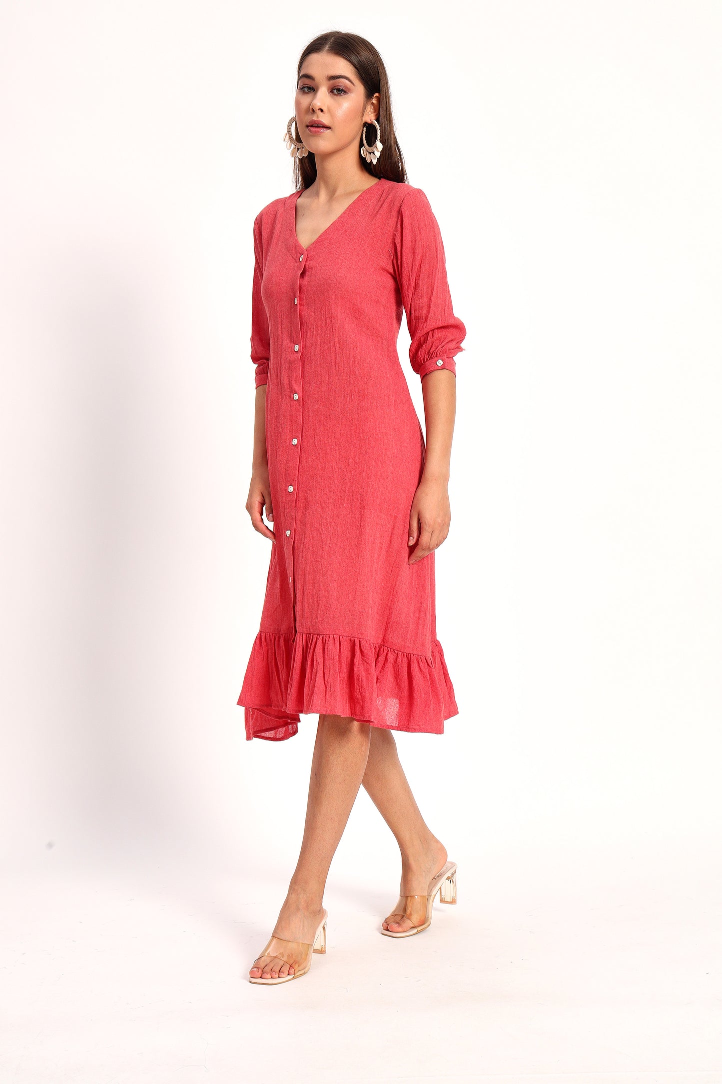 Fiery Pink A-Line Dress