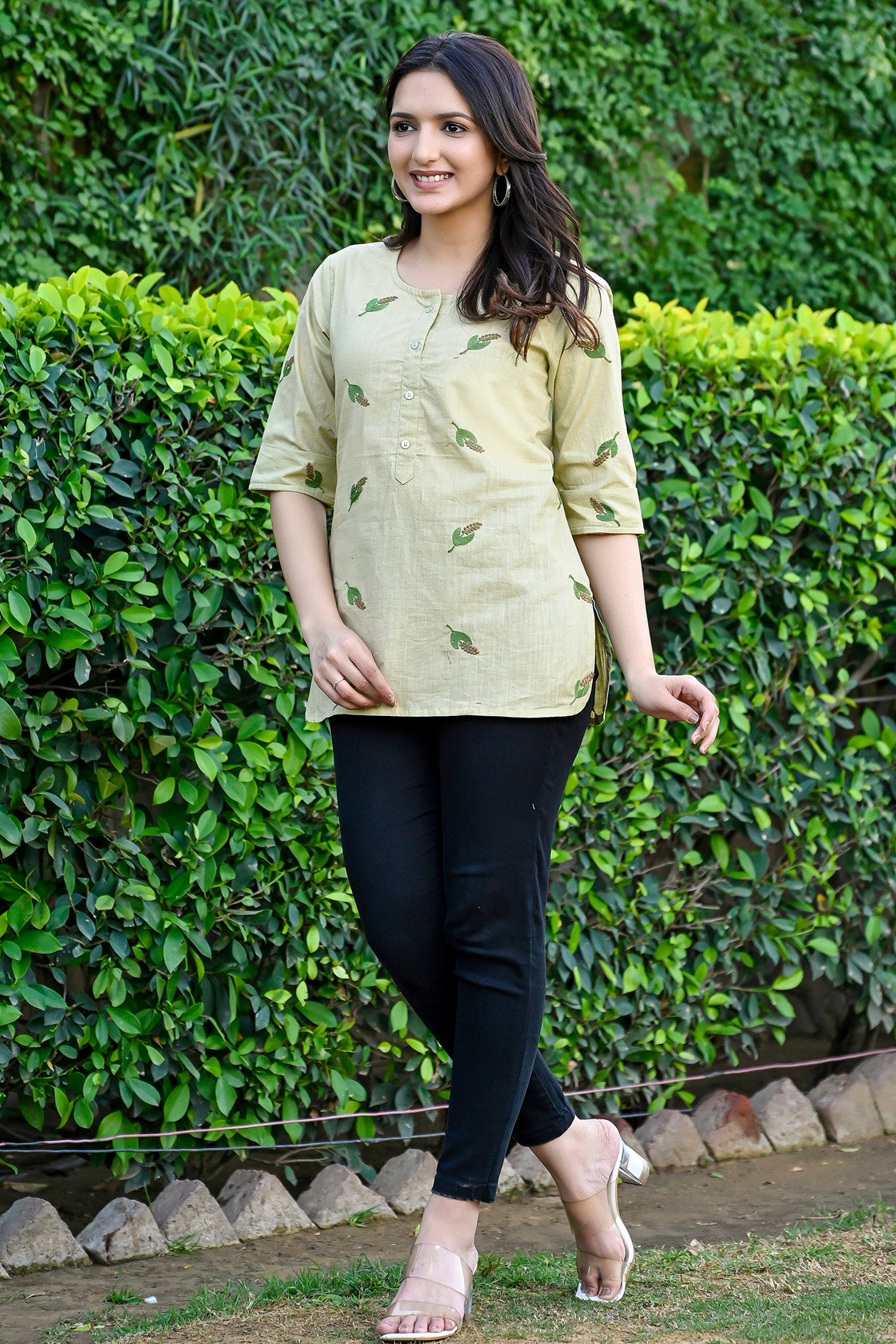 Chikoo Embroidered Cotton Top