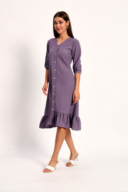 Wrinkle Purple A-line Dress