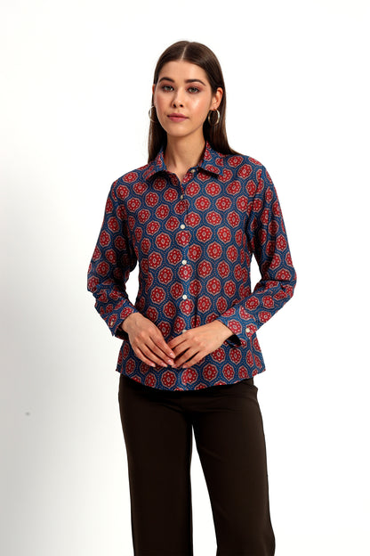 Navy Ajrak Print Shirt