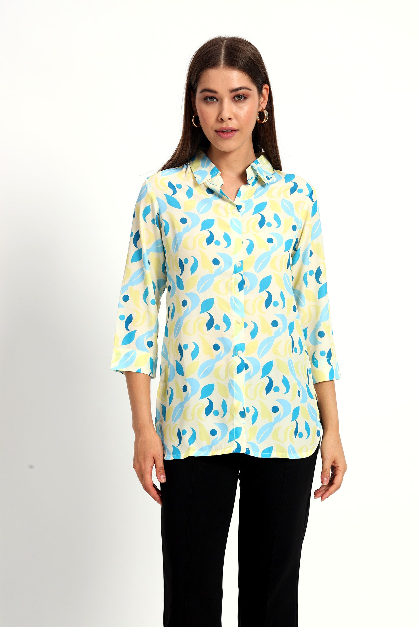 Printed Lemon Satin Shirt