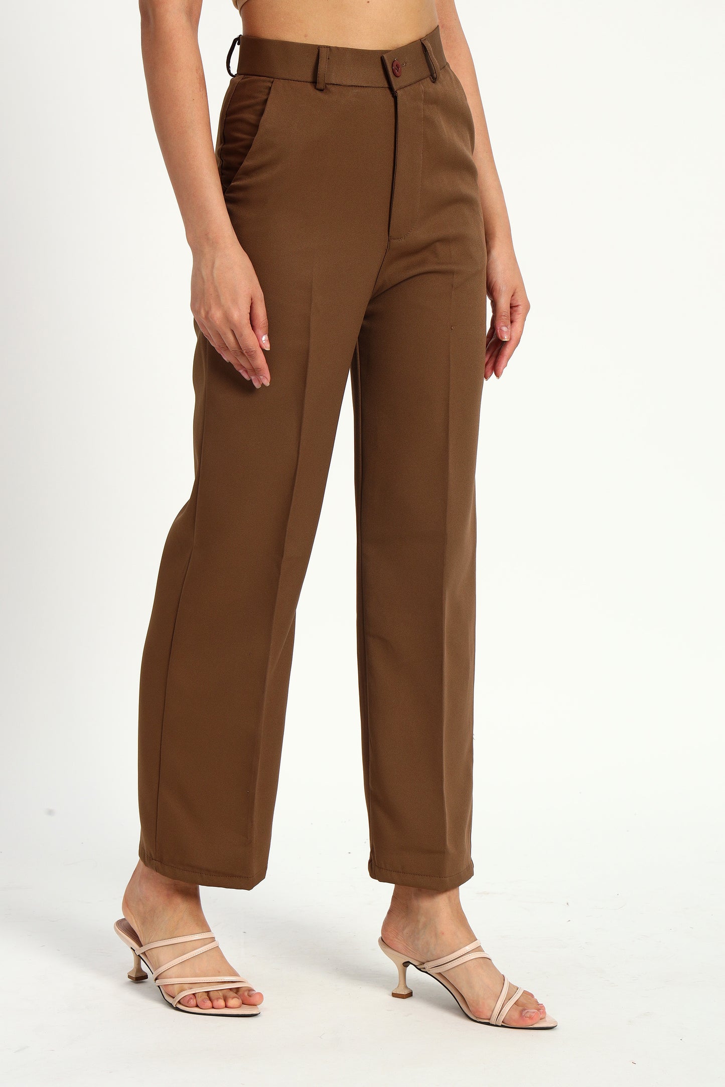 Brown Straight Fit Pants