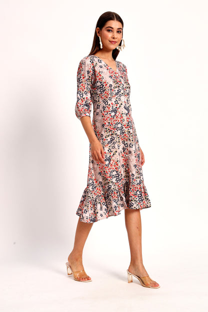 Floral Print A-line Dress