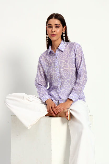 Lilac Ikat Print Shirt