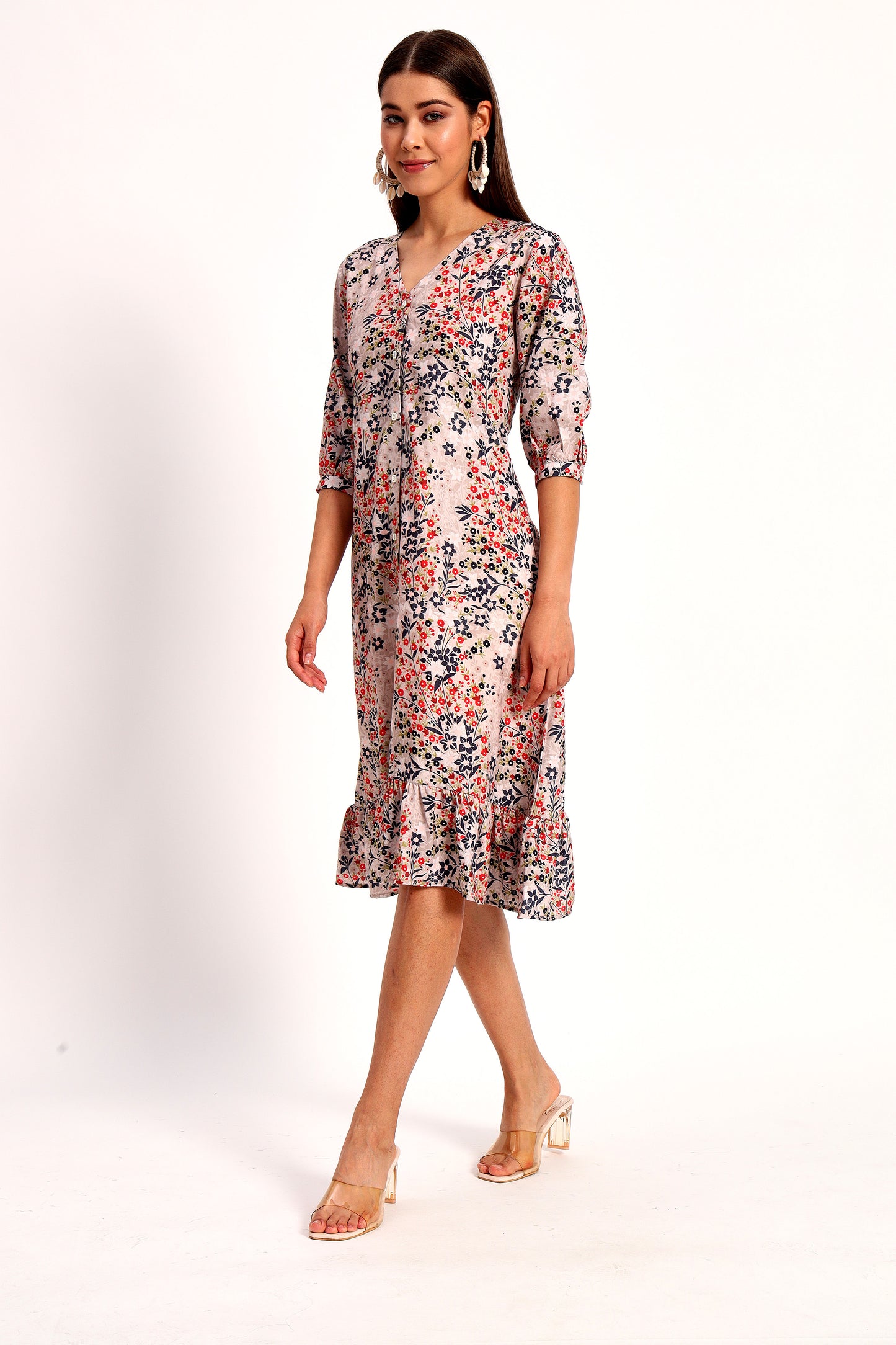 Floral Print A-line Dress