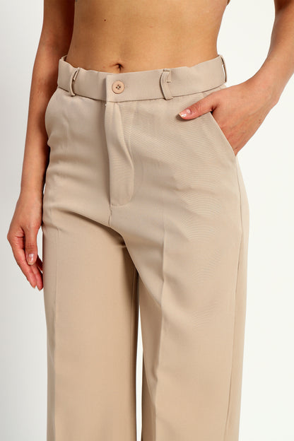 Beige Straight Fit Korean Pants