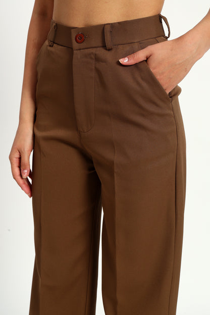 Brown Straight Fit Pants