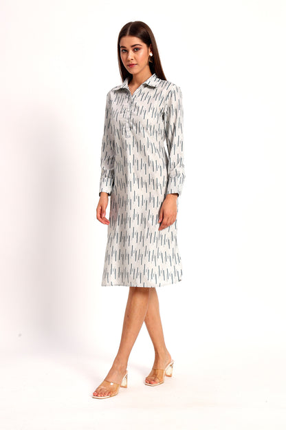 Slub Print Straight Dress