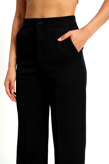 Black Straight Fit Korean Pants