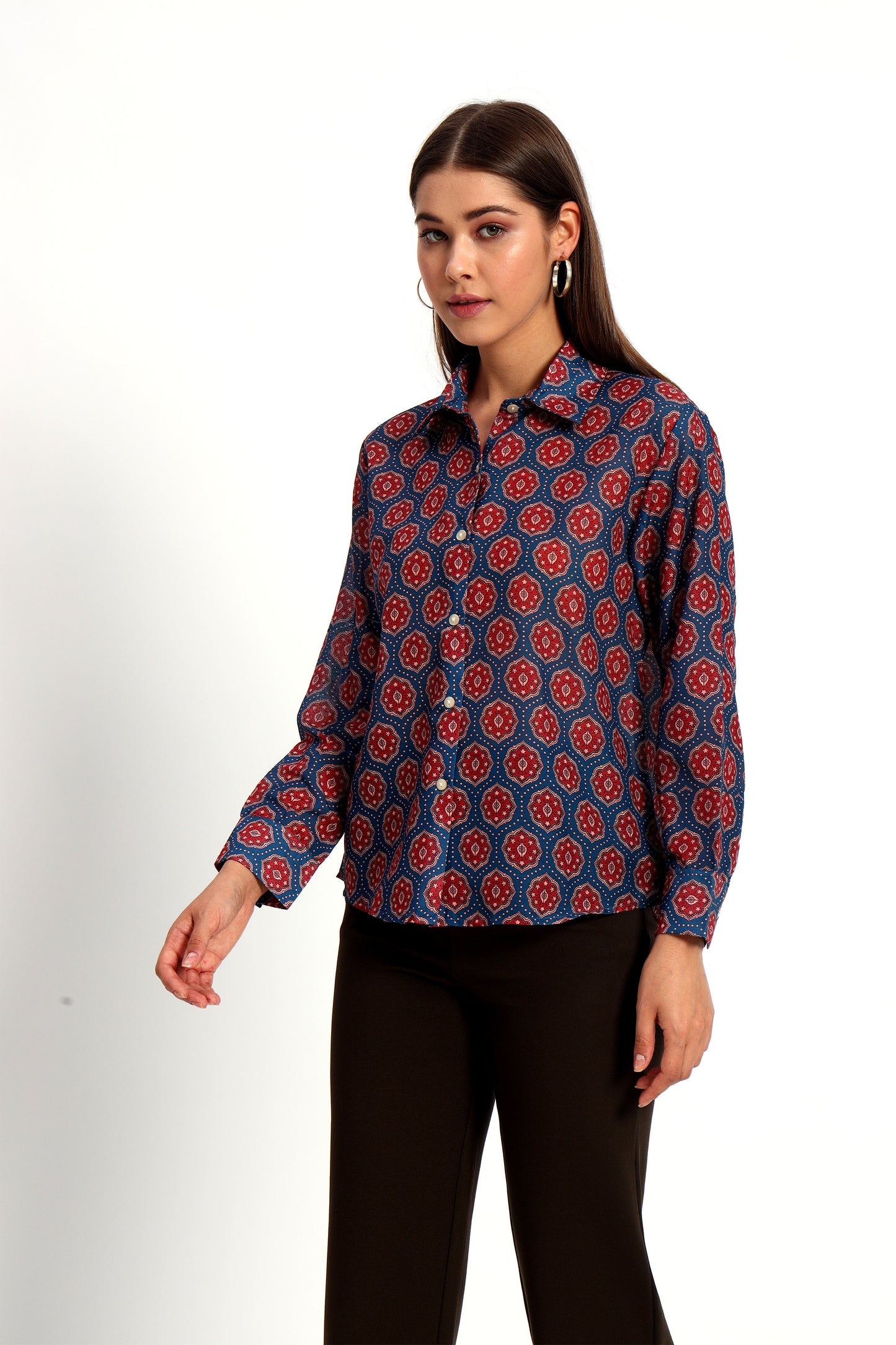 Navy Ajrak Print Shirt