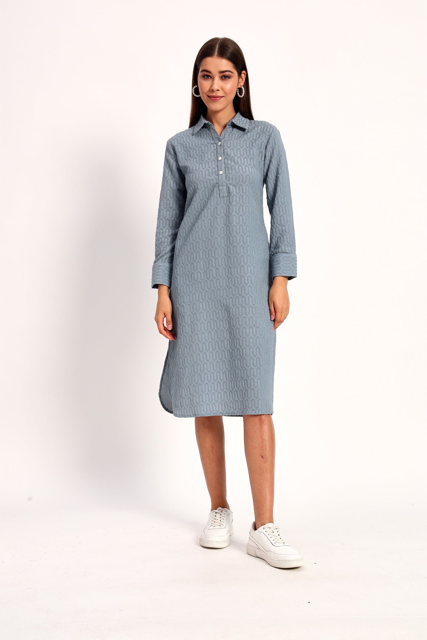 Wrinkle Grey Straight Dress