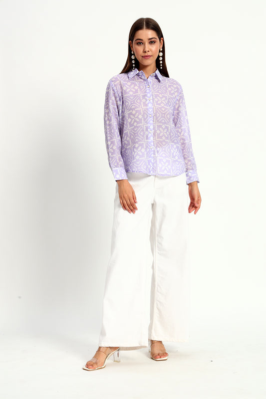 Lilac Ikat Print Shirt