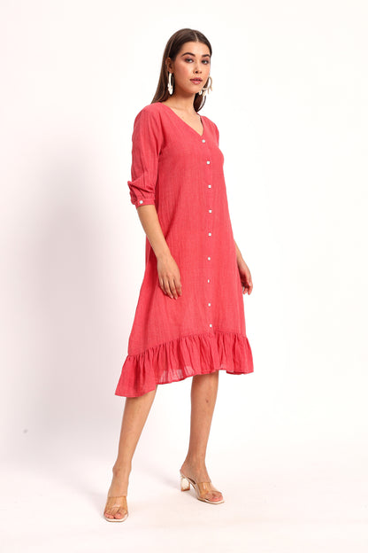 Fiery Pink A-Line Dress