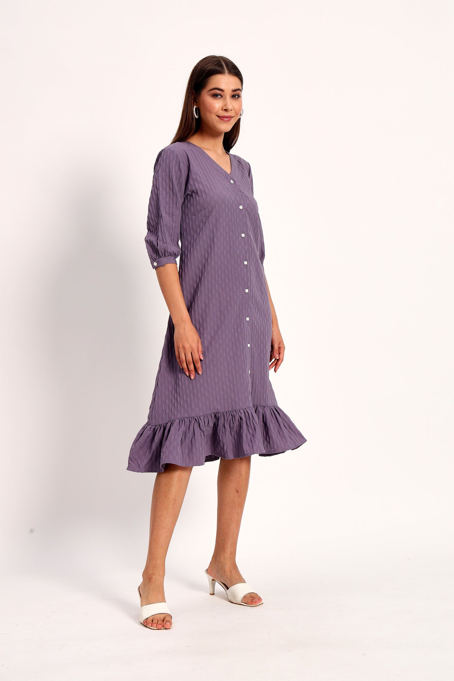 Wrinkle Purple A-line Dress