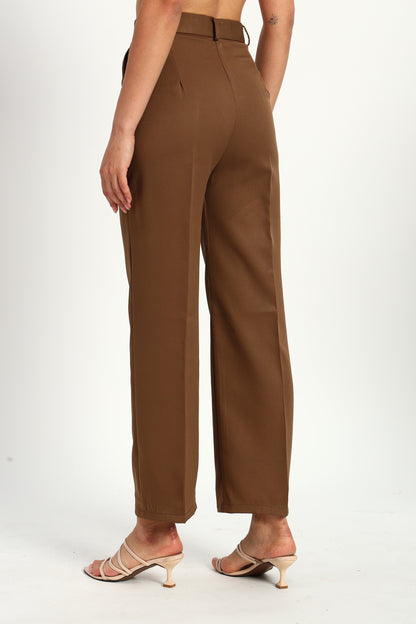 Brown Straight Fit Pants