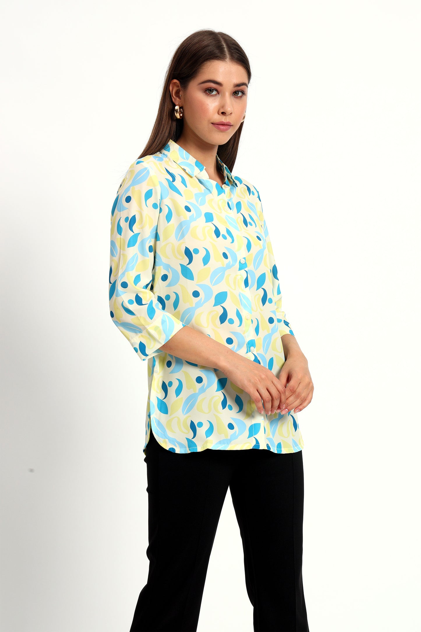 Printed Lemon Satin Shirt