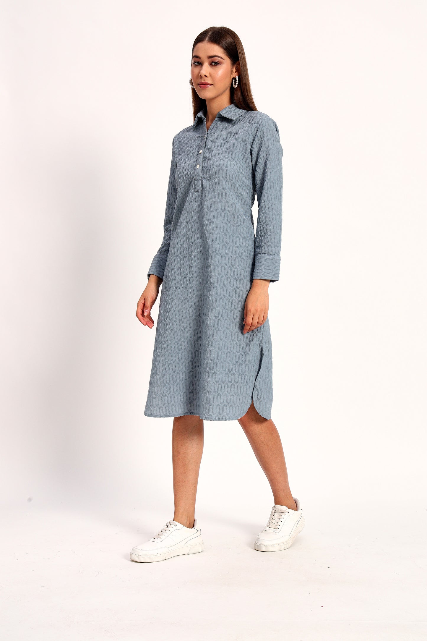 Wrinkle Grey Straight Dress