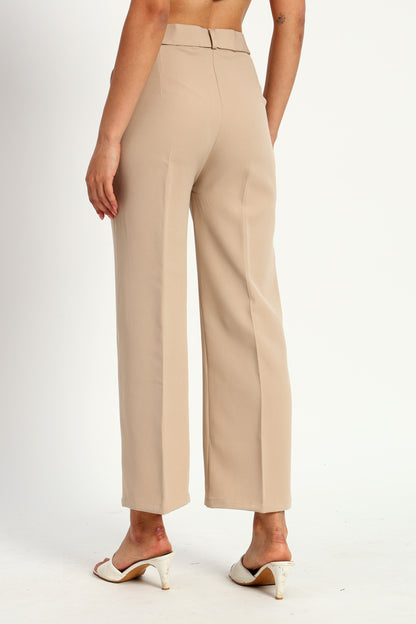 Beige Straight Fit Korean Pants