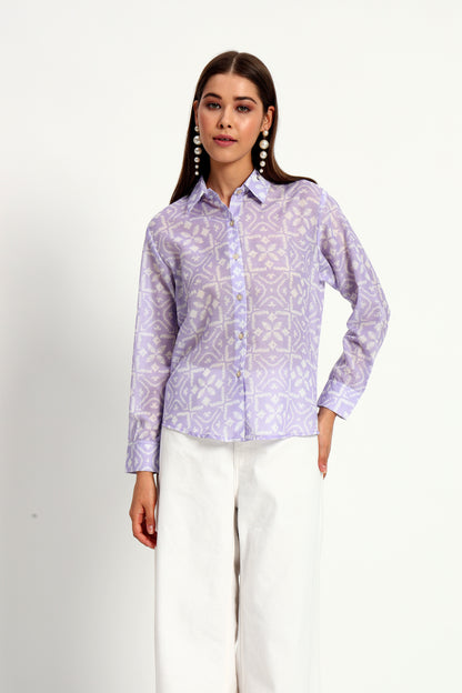 Lilac Ikat Print Shirt