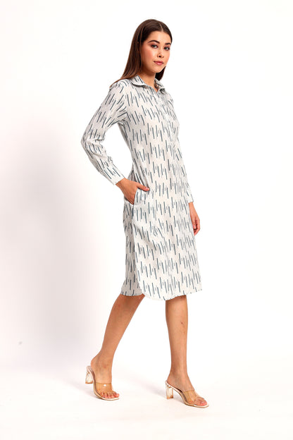 Slub Print Straight Dress