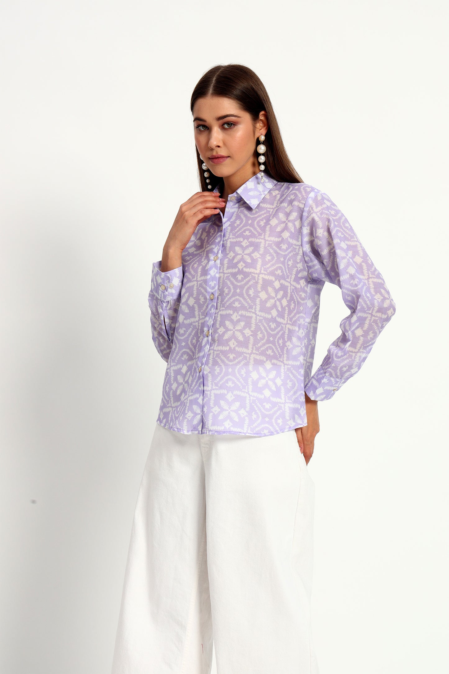 Lilac Ikat Print Shirt