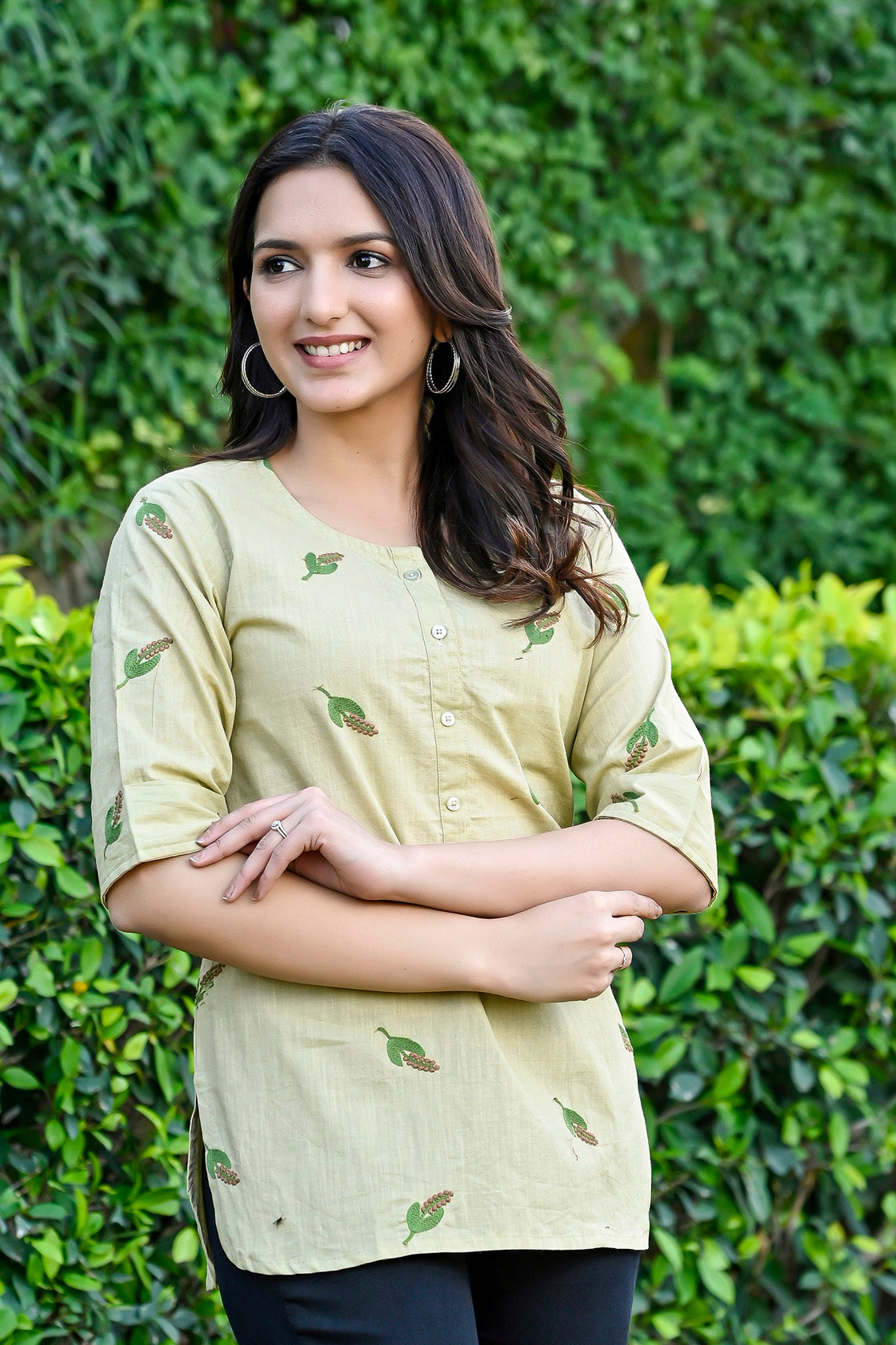 Chikoo Embroidered Cotton Top