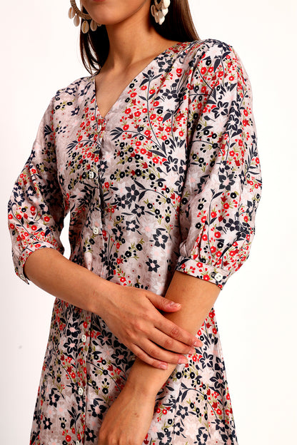 Floral Print A-line Dress