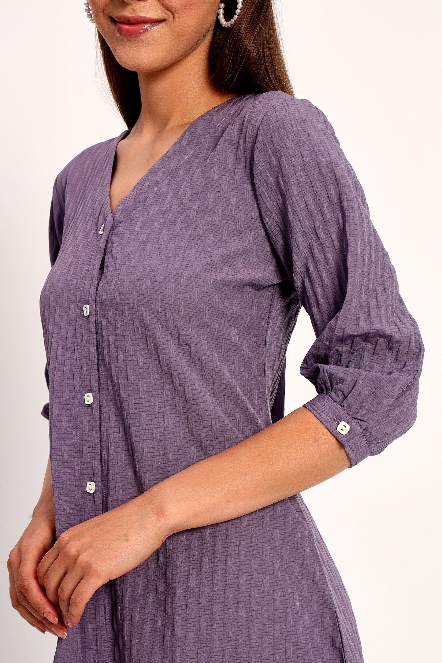 Wrinkle Purple A-line Dress