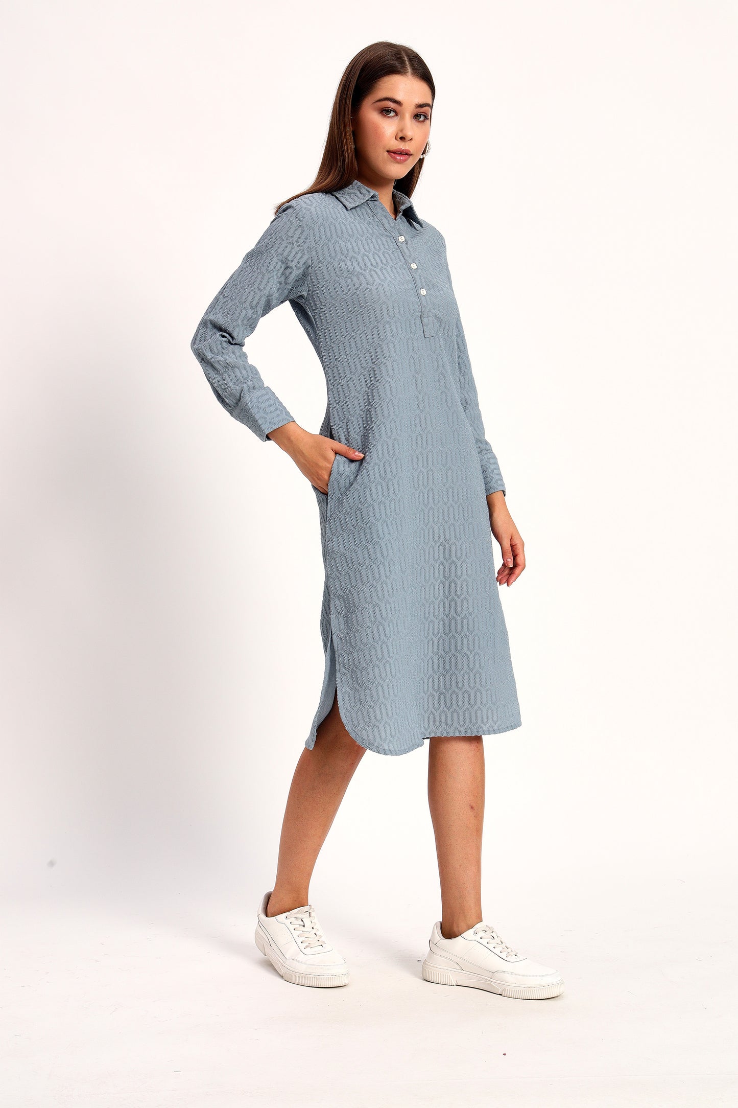 Wrinkle Grey Straight Dress