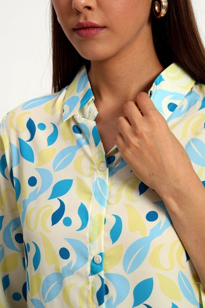 Printed Lemon Satin Shirt