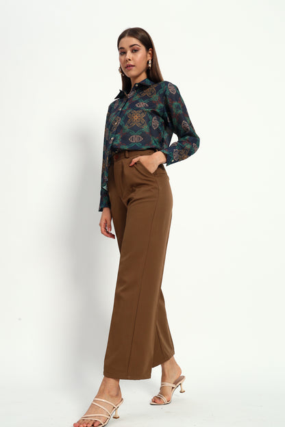 Brown Straight Fit Pants