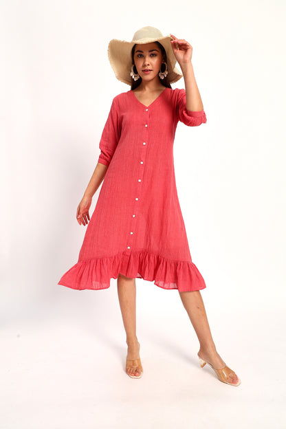 Fiery Pink A-Line Dress