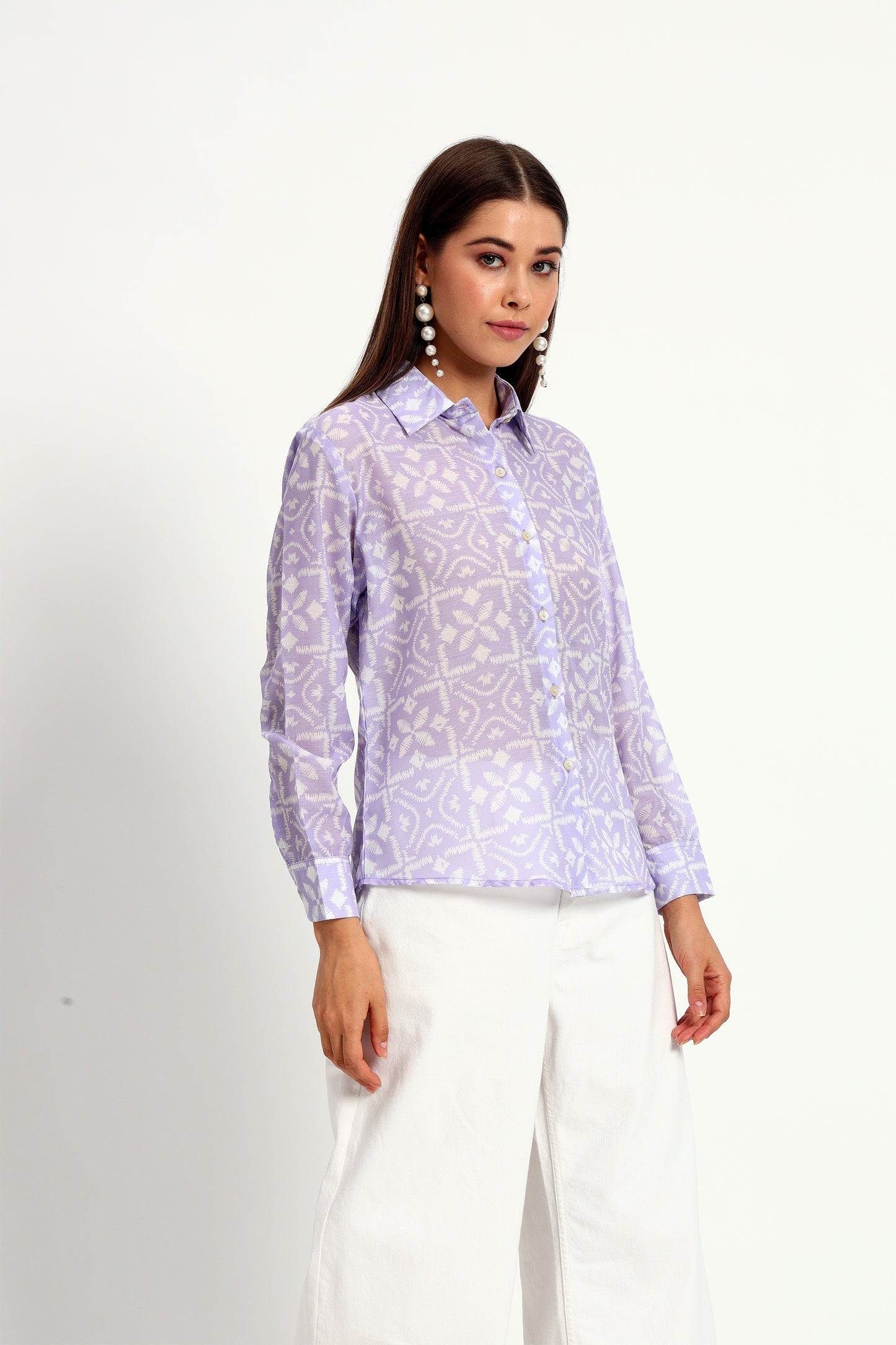 Lilac Ikat Print Shirt