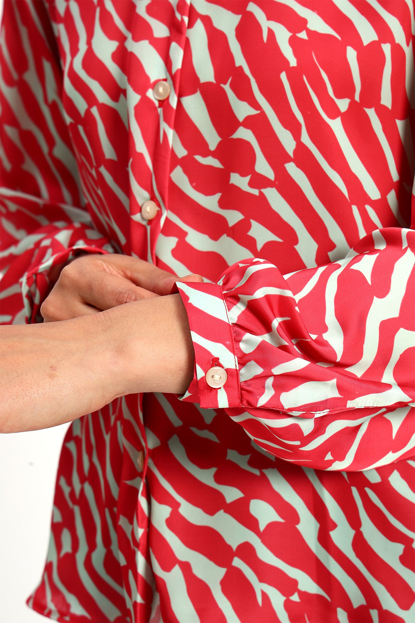 Cherry Red Wavy Print Shirt