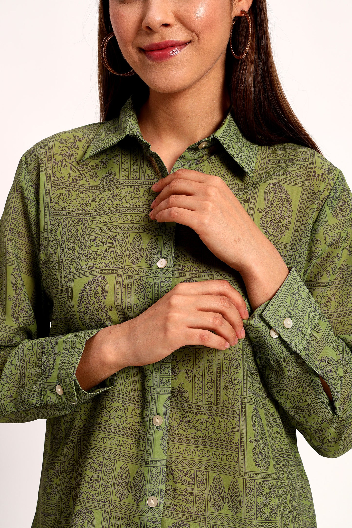 Light Olive Paisley Print Shirt