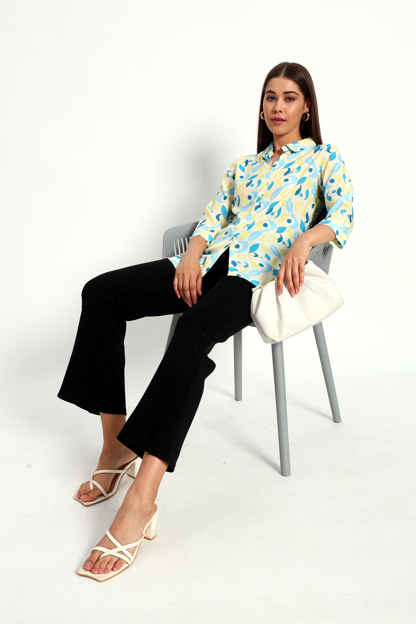 Printed Lemon Satin Shirt