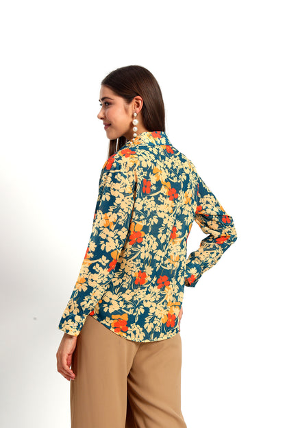 Navy Floral Print Shirt