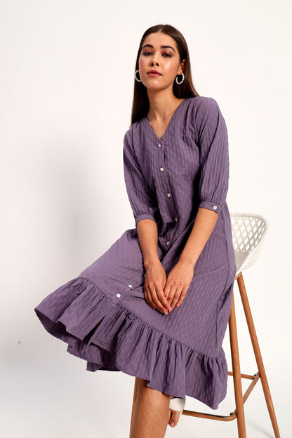 Wrinkle Purple A-line Dress