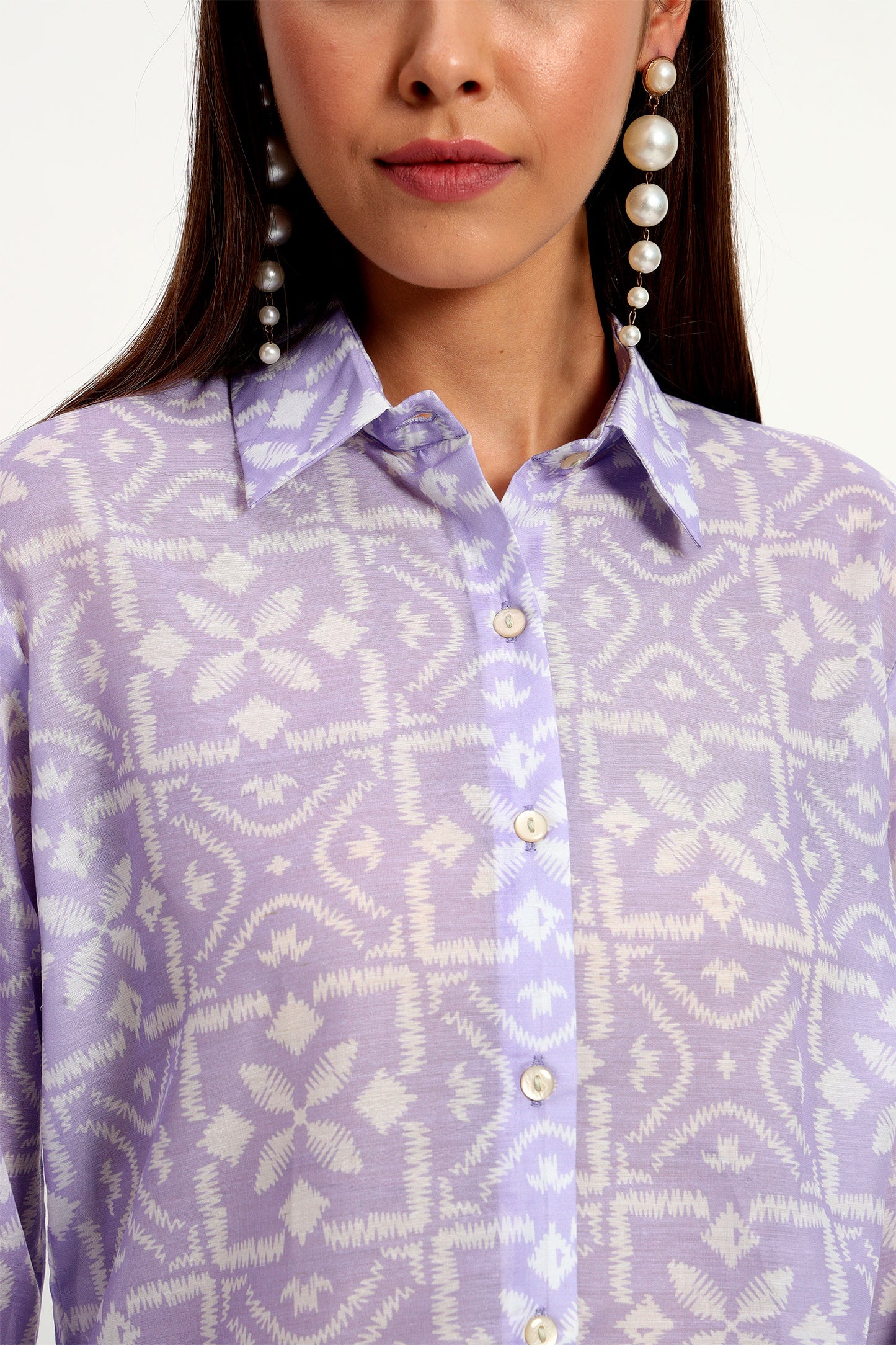 Lilac Ikat Print Shirt