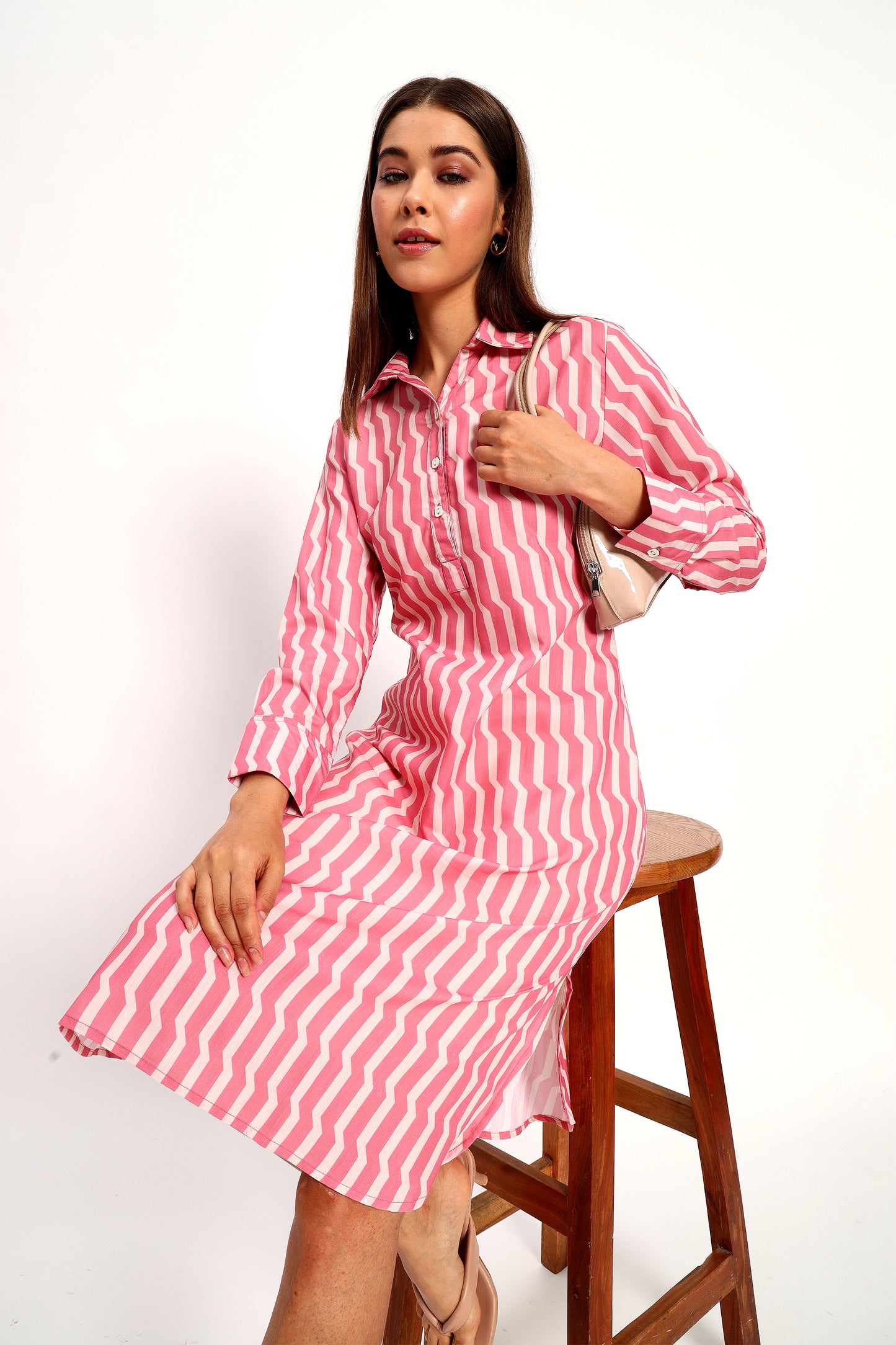 Pink Stripe Straight Dress