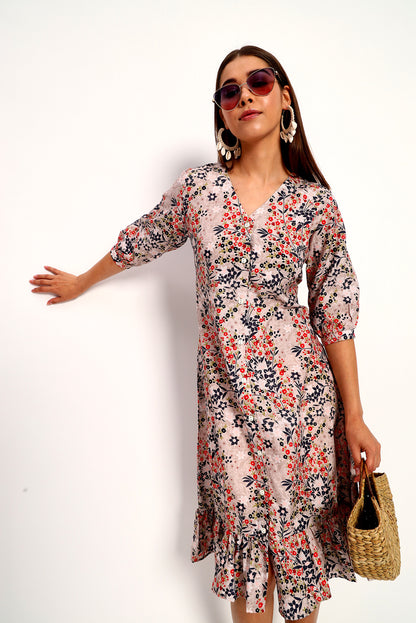 Floral Print A-line Dress