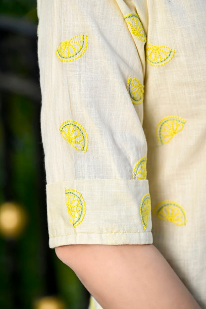 Lemon Embroidered Cotton Top