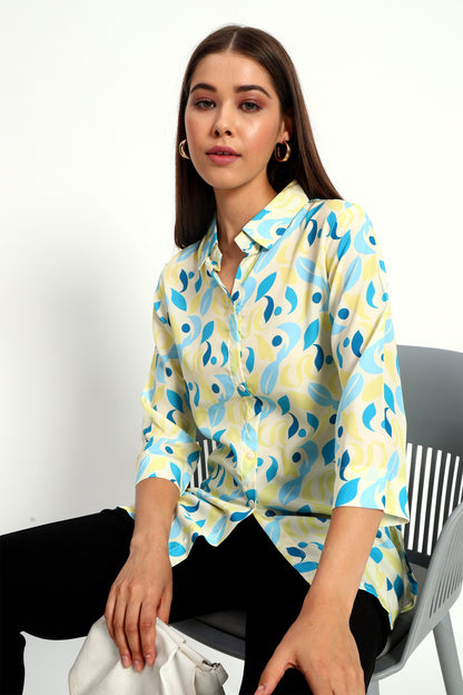 Printed Lemon Satin Shirt