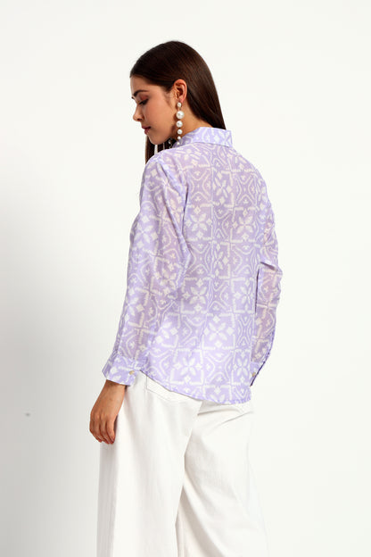 Lilac Ikat Print Shirt