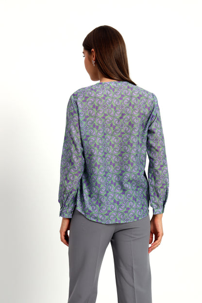 Bright Green Scroll Print Shirt