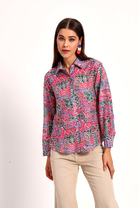 Bright Pink Batik Shirt