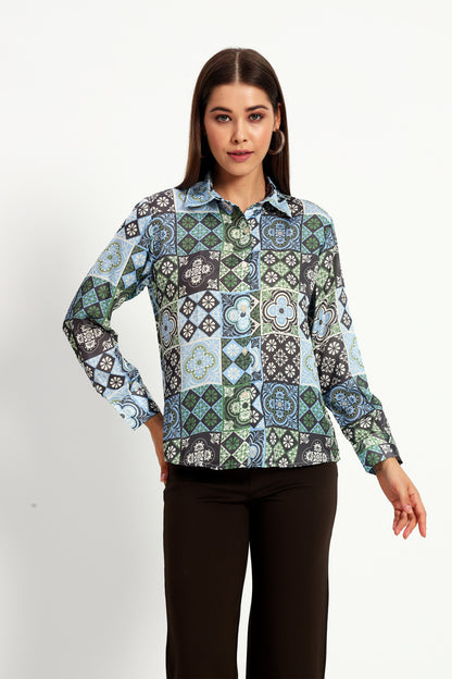 Patchwork Print Shirt